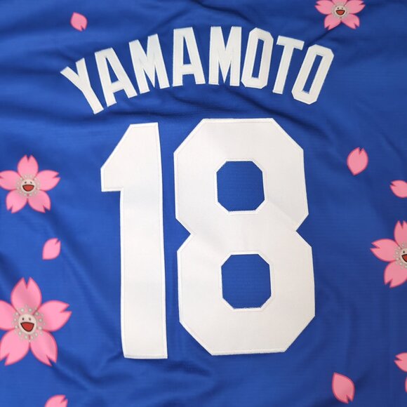 Nike Dodgers MLB Blue Sakura Flower Jersey #18 Button-Up – Men’s L - Picture 8 of 8
